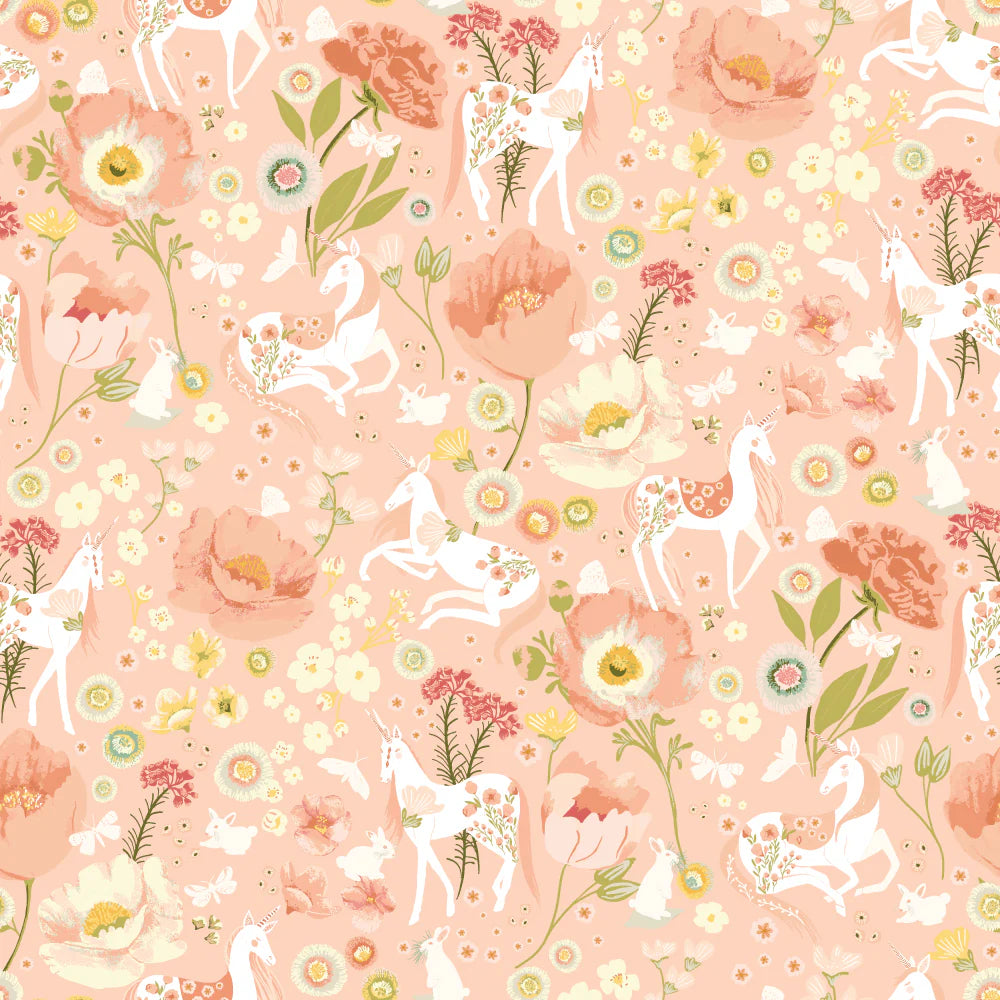 Unicorn Dreams Dreamland Peach Ginger Deverell Poppie Cotton UD25702 Half Yard
