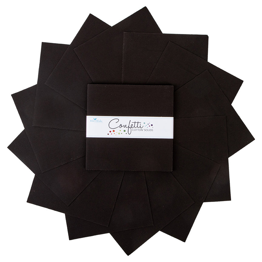 Confetti Cotton Licorice 10 Inch Stacker, 42 Pcs. Riley Blake 10-120-LICORICE-42
