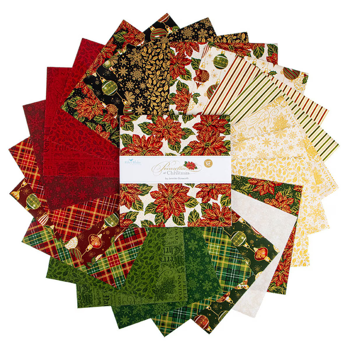 Poinsettias at Christmas 10­-17630­-42 10" Stacker Jennifer Bosworth Riley Blake
