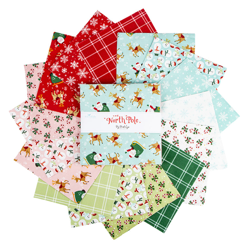 The North Pole Flannel 10" Stacker Layer Cake My Mind's Eye Riley Blake 10-17750-42