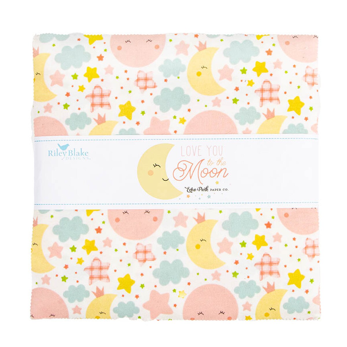 Love You to the Moon Flannel 10" Stacker Layer Cake Coral 10­-18270C­-42 Riley Blake