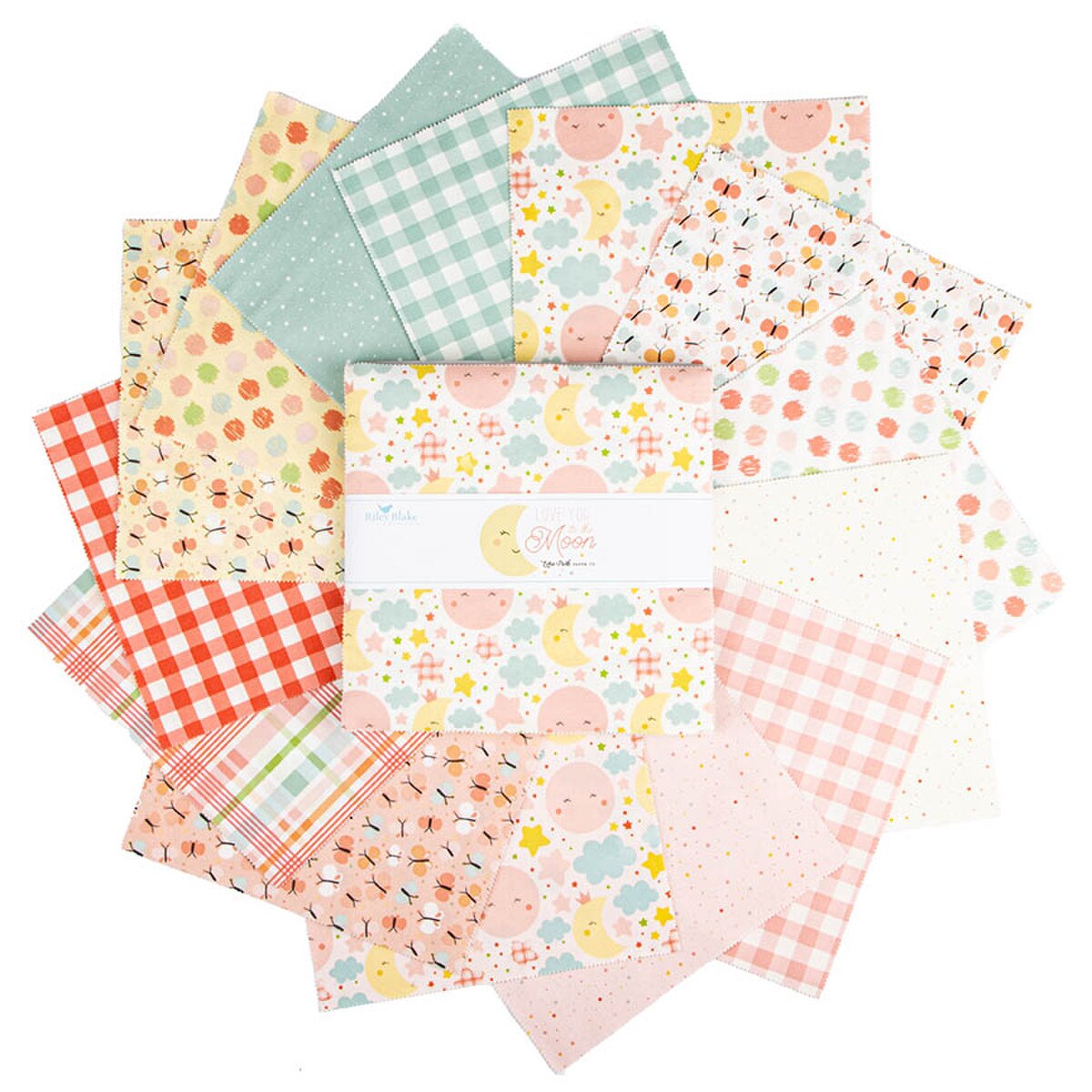 Love You to the Moon Flannel 5" Stacker Charm Pack Coral 5-18270C-42 Riley Blake