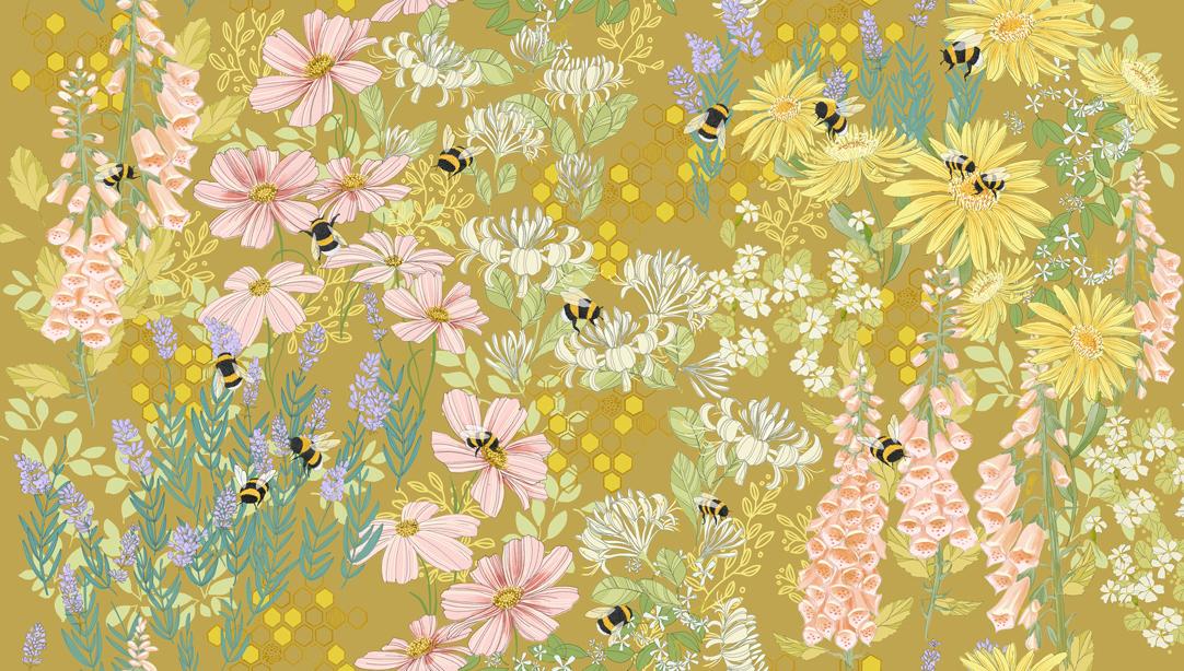 Pollinators Golden 48810 14 Moda HALF YARD