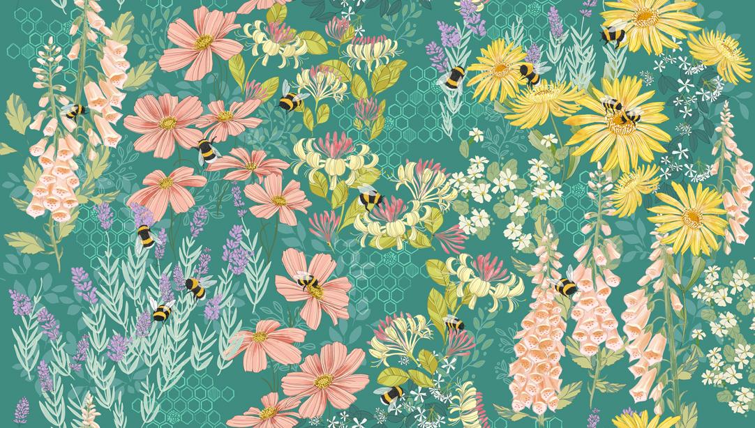Pollinators Pond 48810 17 Moda HALF YARD