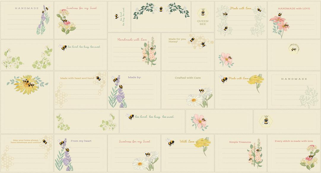 Pollinators Labels Cloud 48817 11 MODA Panel 24" x 44"