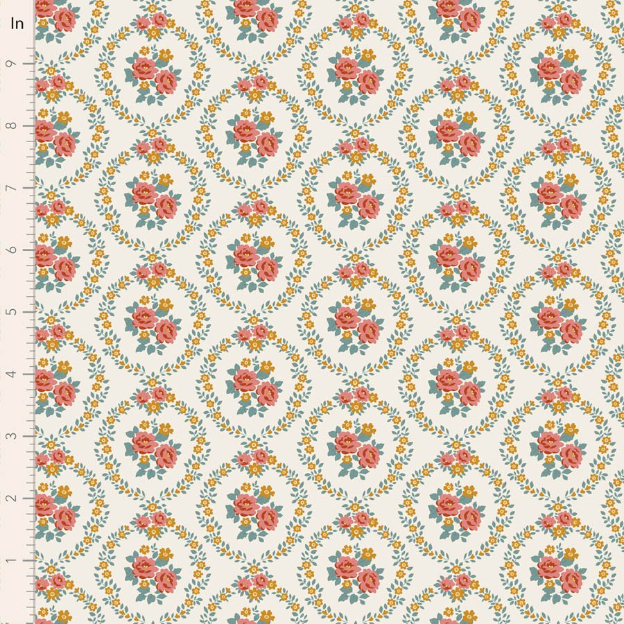 Tilda Village Life Mable Warm Cream Cotton Fabric 100682 Half Yard (PRE ORDER SHIPS 10/1)