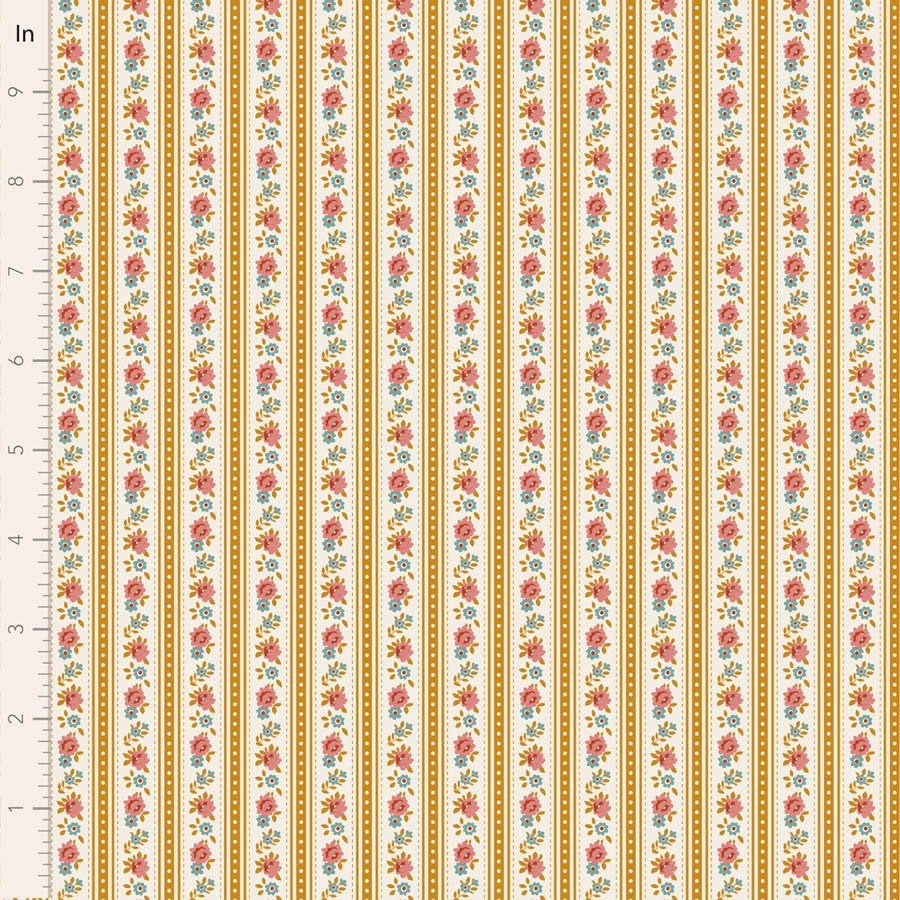 Tilda Village Life Agnes Ochre Cotton Fabric 100683 Half Yard (PRE ORDER SHIPS 10/1)