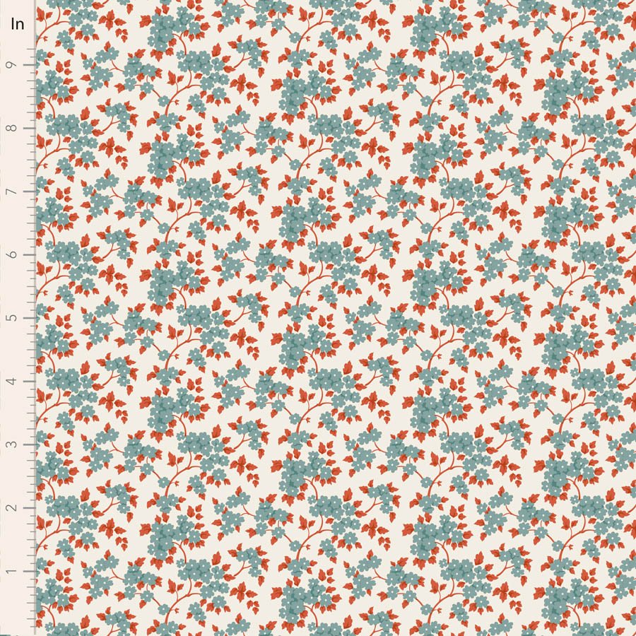 Tilda Village Life Ruth Teal Cotton Fabric 100686 Half Yard (PREORDER SHIPS 10/1)