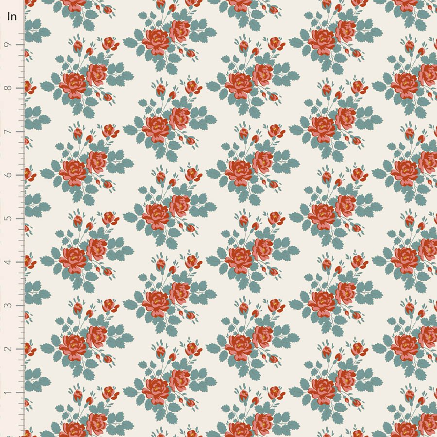 Tilda Village Life Myrtle Teal Cotton Fabric 100688 Half Yard (PREORDER SHIPS 10/1)