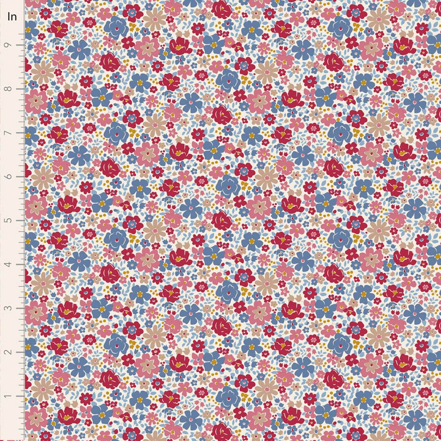 Tilda Village Life Esther Cold Cream Cotton Fabric 100691 Half Yard(PREORDER SHIPS 10/1)
