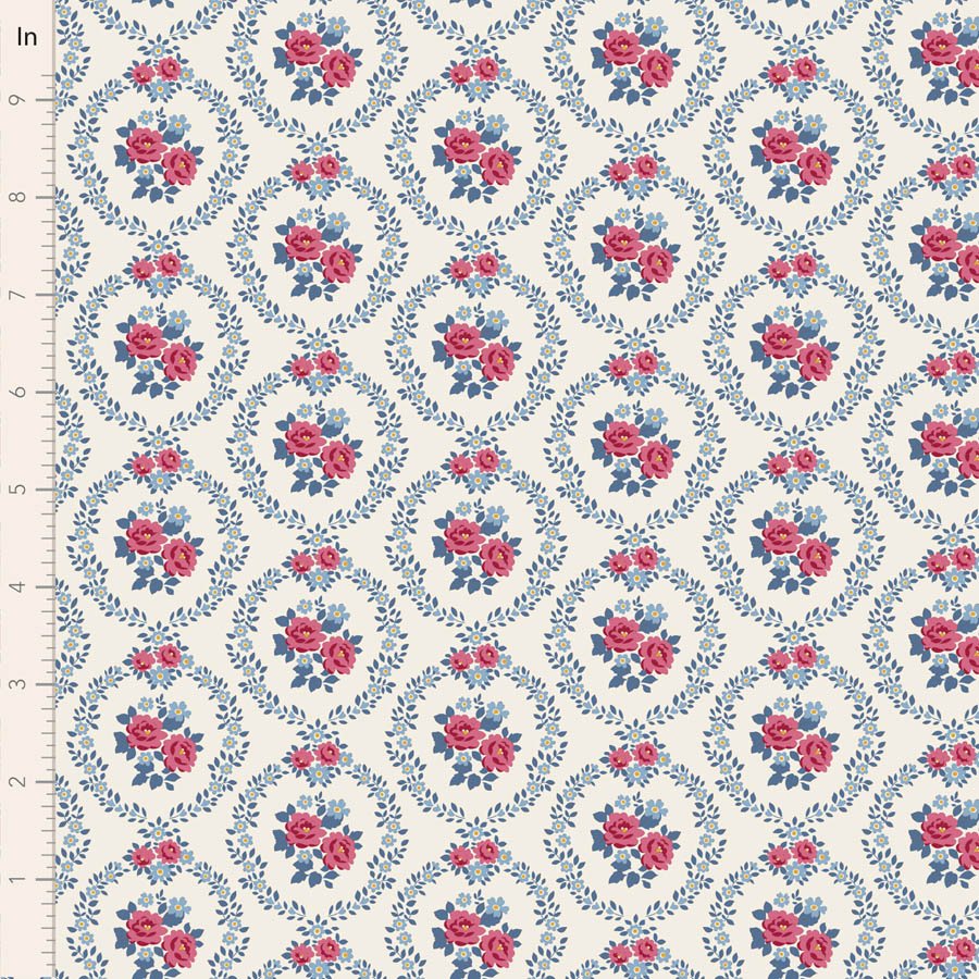 Tilda Village Life Mable Cold Cream Cotton Fabric 100692 Half Yard (PREORDER SHIPS 10/1)