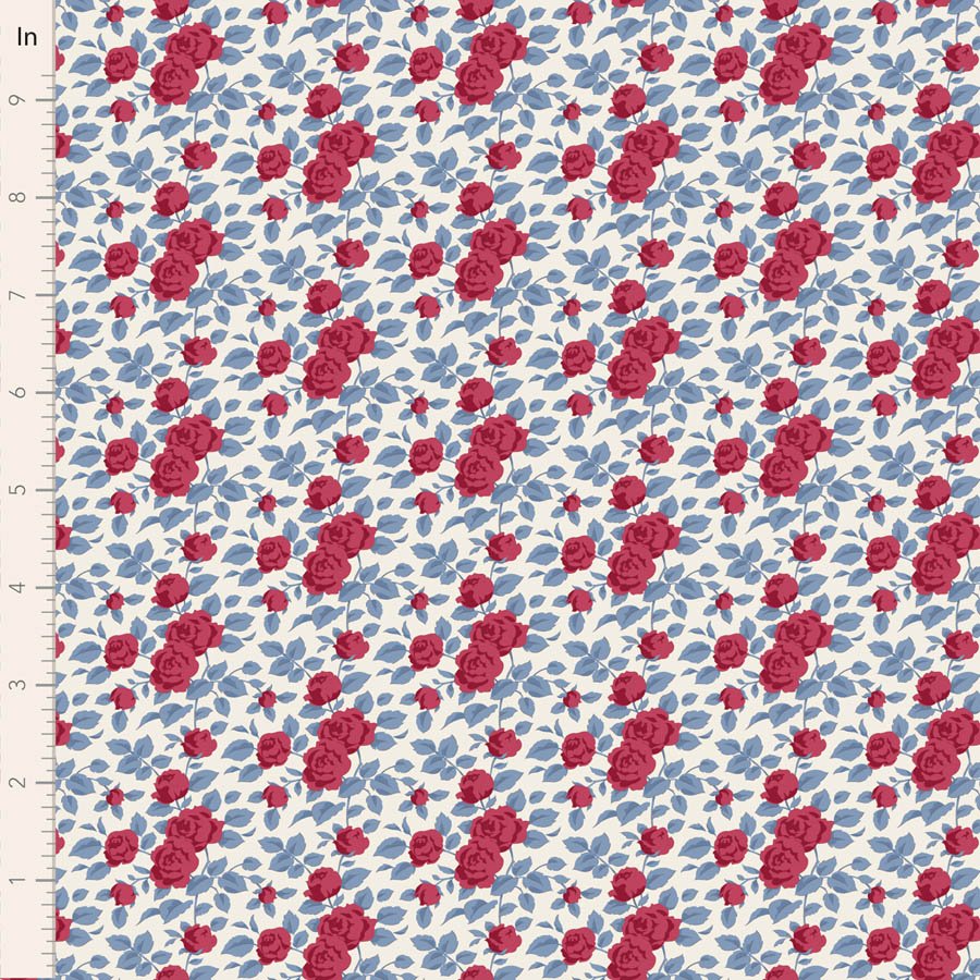 Tilda Village Life Margot Burgundy Cotton Fabric 100694 Half Yard(PREORDER SHIPS 10/1)