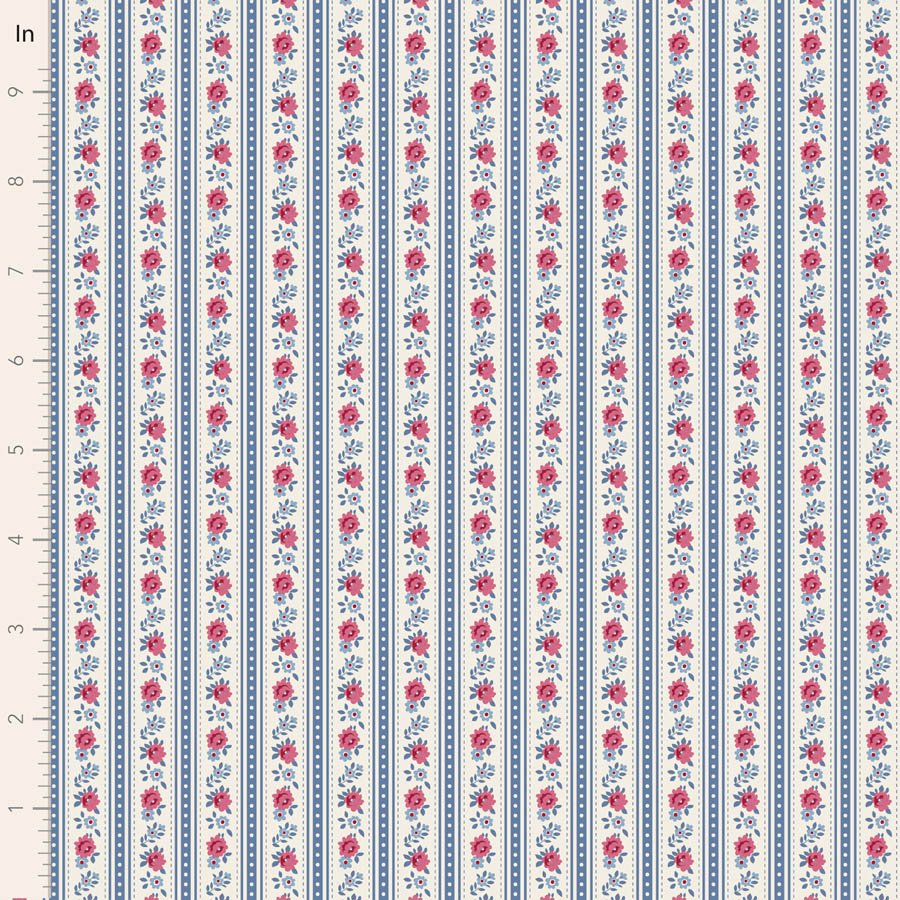 Tilda Village Life Agnes Blue Cotton Fabric 100700 Half Yard (PREORDER SHIPS 10/1)
