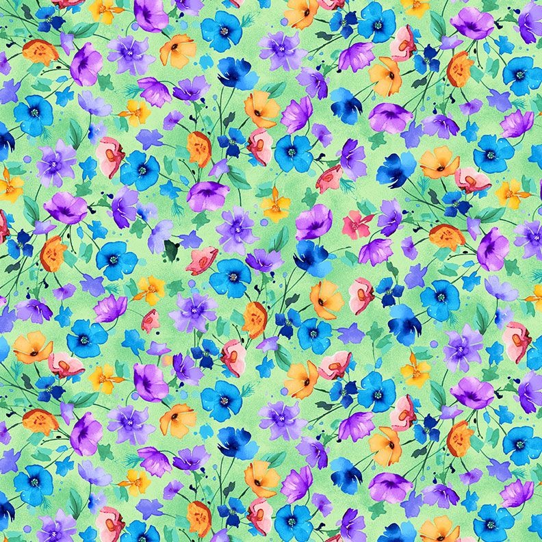 Nasturtium Field MEADOW-CD3954 Green Timeless Treasures Half Yard