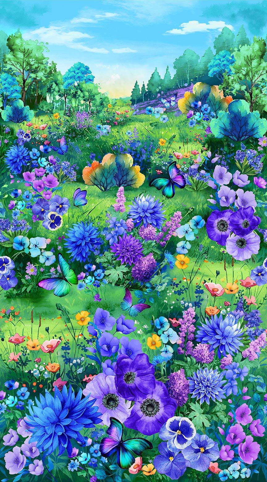 Meadow Bloom PANEL-CD3950 Timeless Treasures 24" Panel