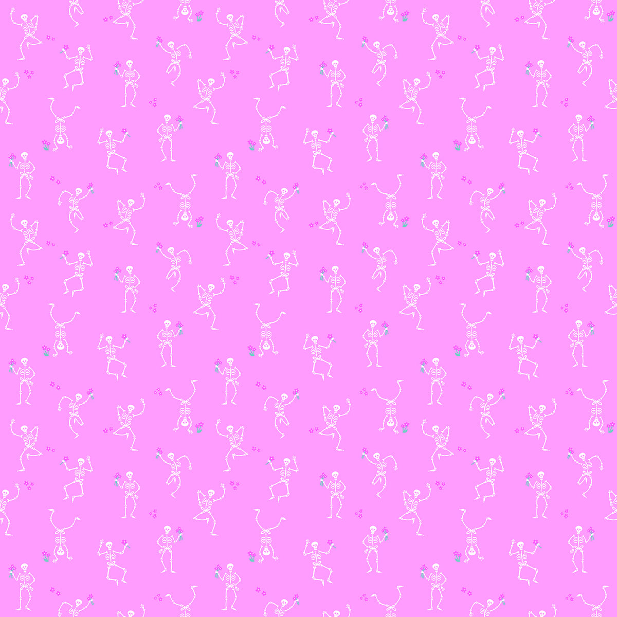 Ghostly Garden Skeleton Jig PINK KP Creates Andover Fabrics A-10196-E Half Yard