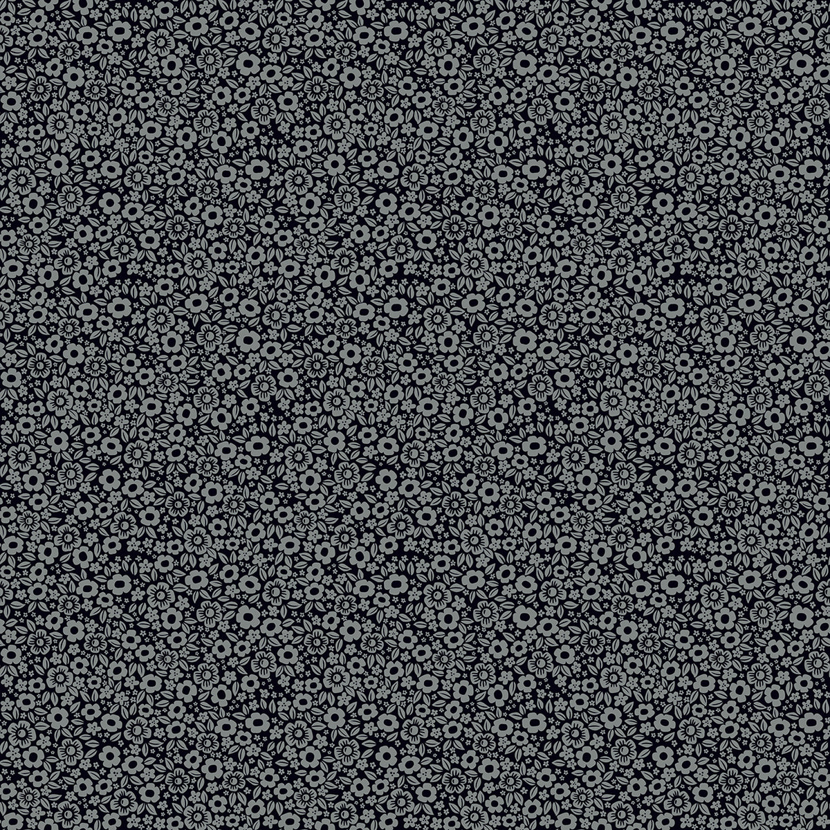 Ghostly Garden Floral Fright BLACK by KP Creates For Andover A-10197-K Half Yard