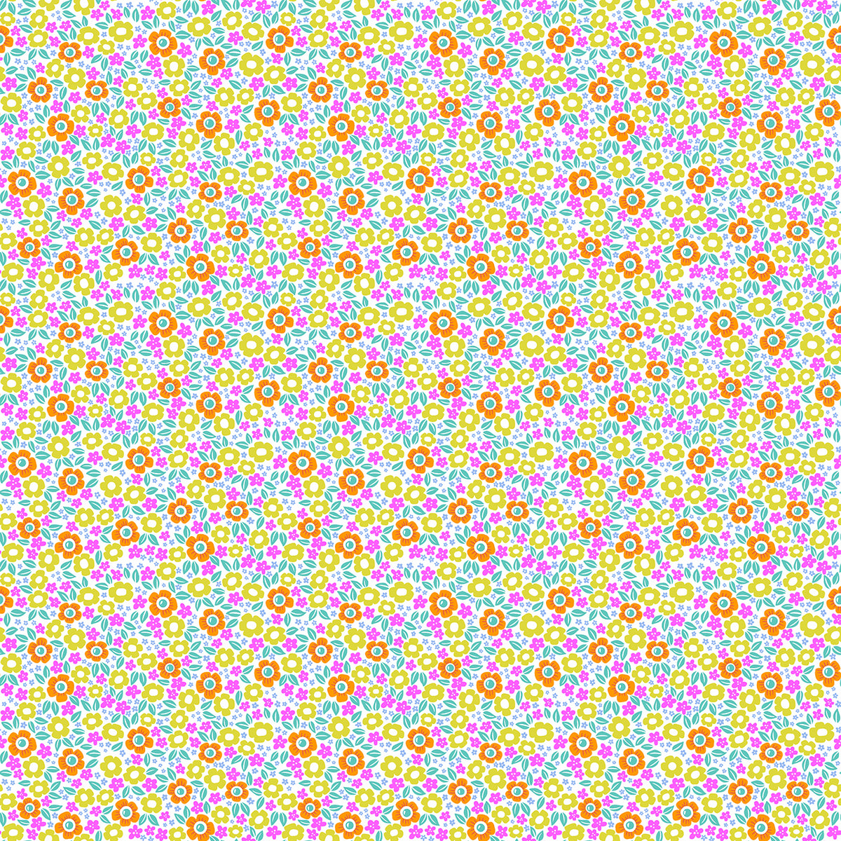 Colorful floral pattern on a multicolored background