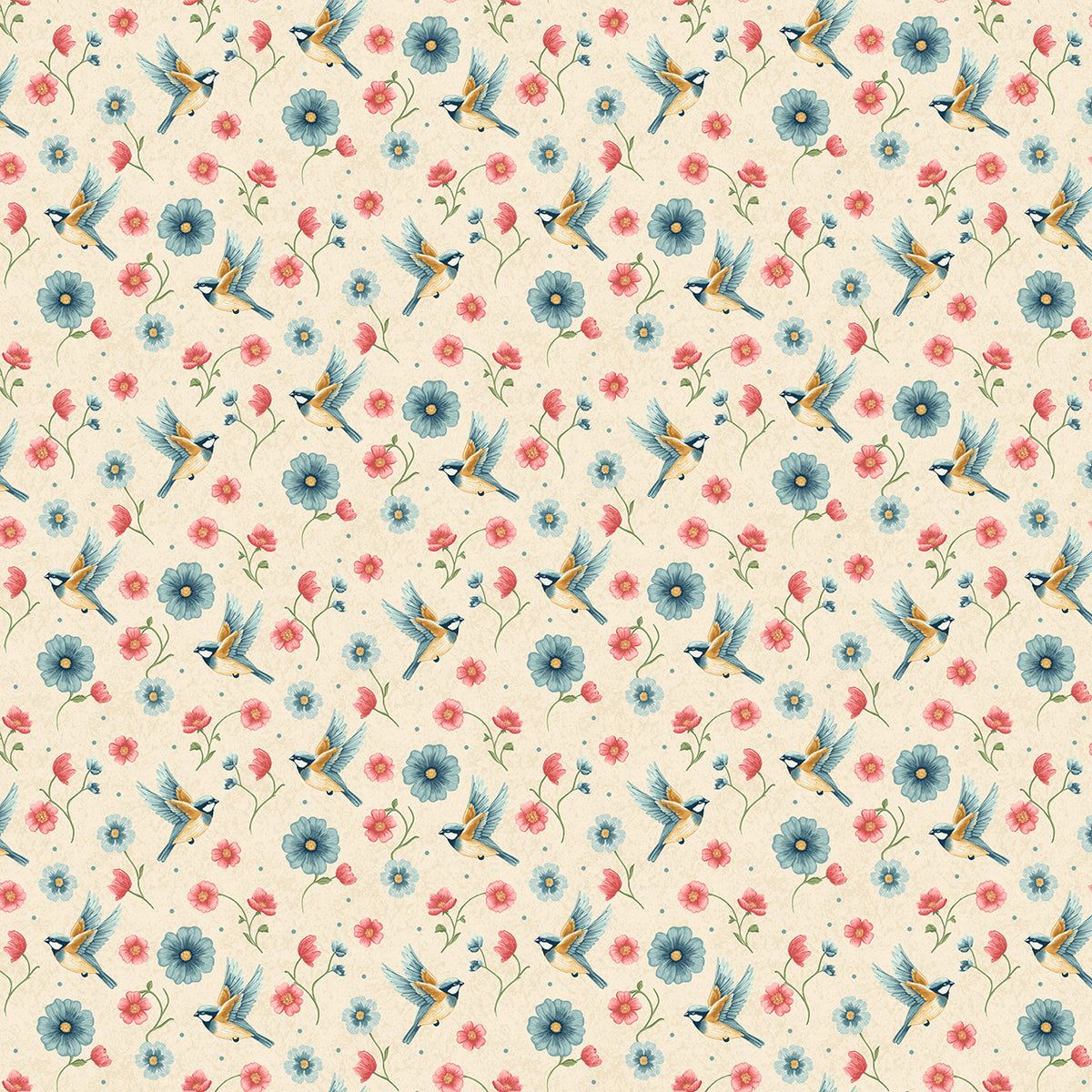 Sparrow Falls Sparrows Ivory A-10388-L Michael Nardi Andover Half Yard