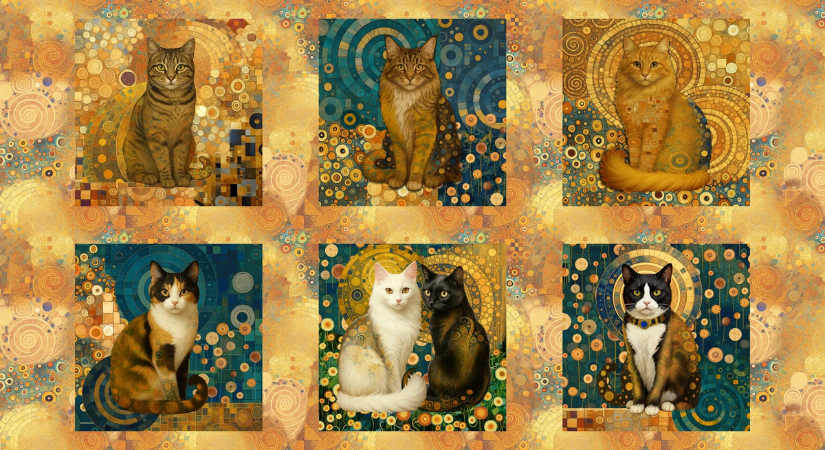 Cat-Tastic Cat Blocks Panel 1039B-35 Jan Mott Henry Glass