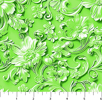 Good Together Baroque Damask Green Patrick Lose Northcott 10705-72 Half Yard