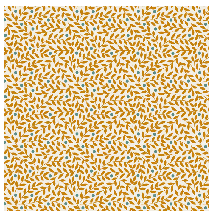 Tilda Village Life Golden Leaf Vines Cream Cotton Fabric 110175 Half Yard (PRE ORDER SHIPS 10/1)