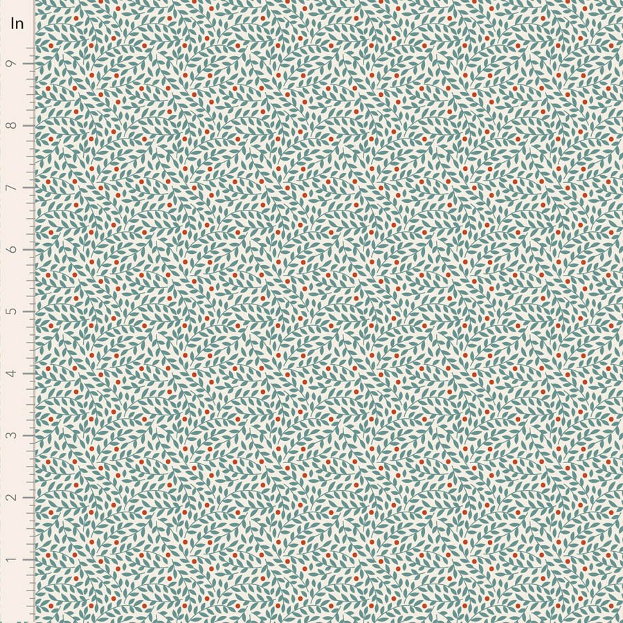 Tilda Village Life Lillian Teal Cotton Fabric 110177 Half Yard (PREORDER SHIPS 10/1)