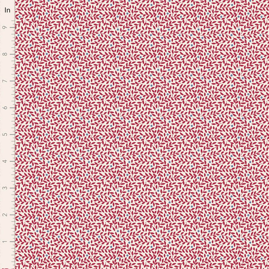 Tilda Village Life Lillian Burgundy Cotton Fabric 110182 Half Yard (PREORDER SHIPS 10/1)