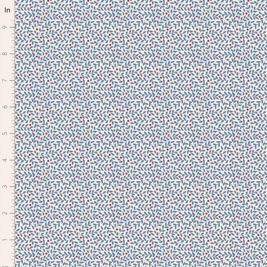 Tilda Village Life Lillian Blue Cotton Fabric 110184 Half Yard (PREORDER SHIPS 10/1)