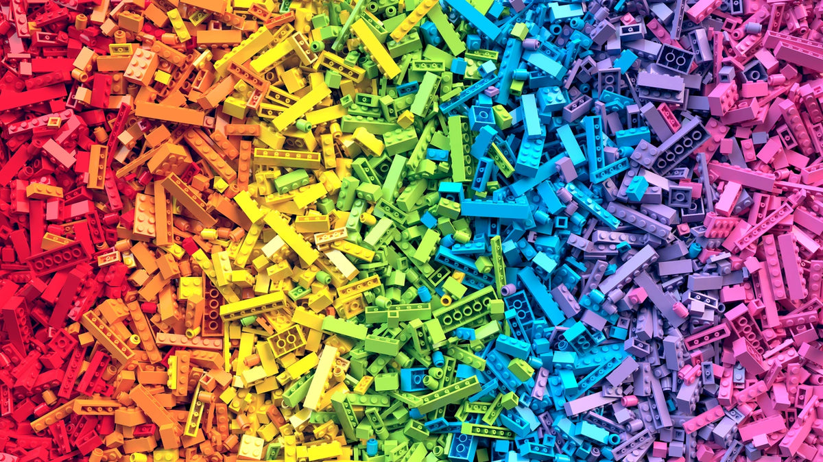 Building Blocks Rainbow Plastic Blocks 118035 Mook Half Yard