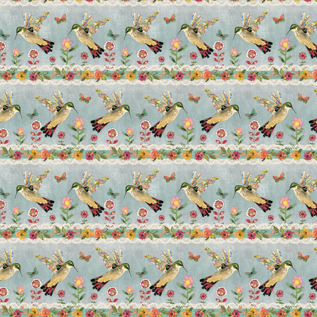 Be the Light 1299184B Garden Light Stripe Turquoise/Multi Kelly Rae Roberts Benartex Half Yard