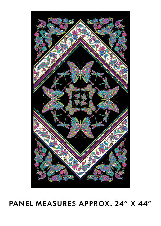 Alluring Butterflies 13305M12B Butterfly Kalei Panel Benartex Each