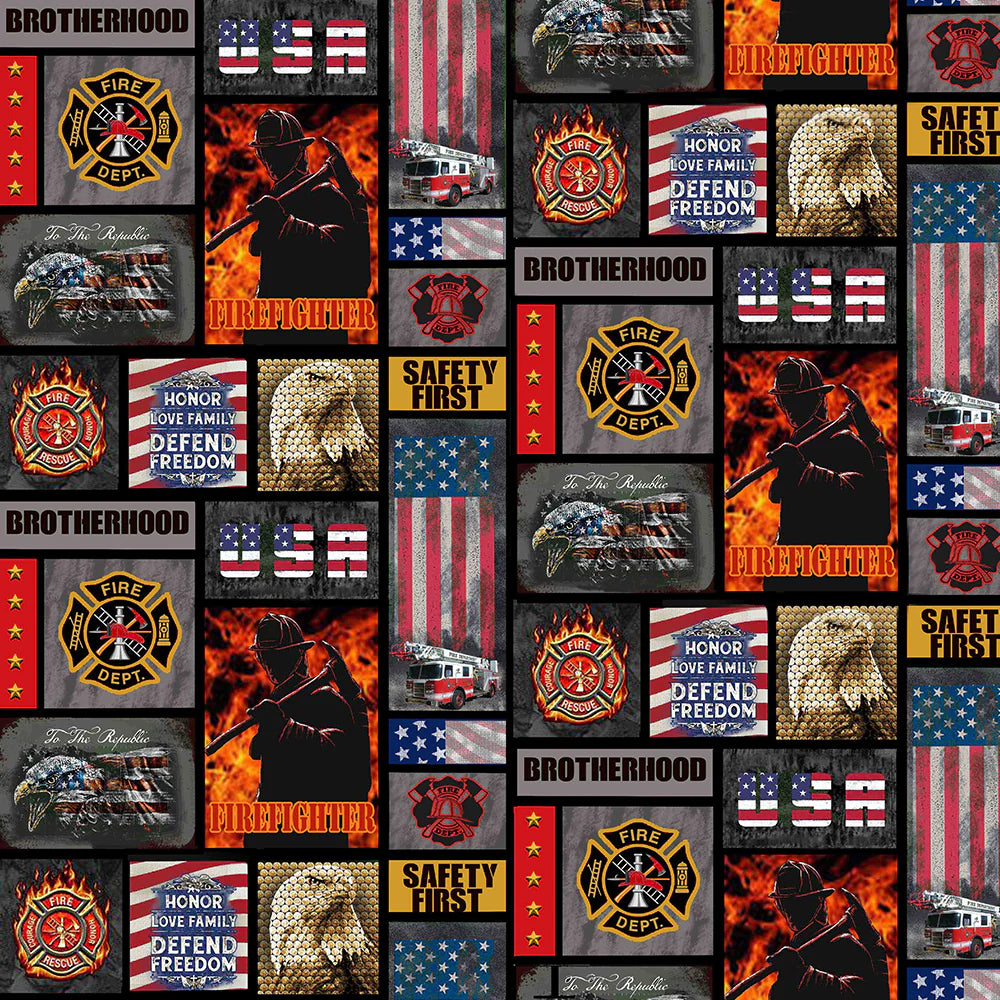 Sykel Enterprises #1339FF Firefighter Fire Department Flag Block Half Yard