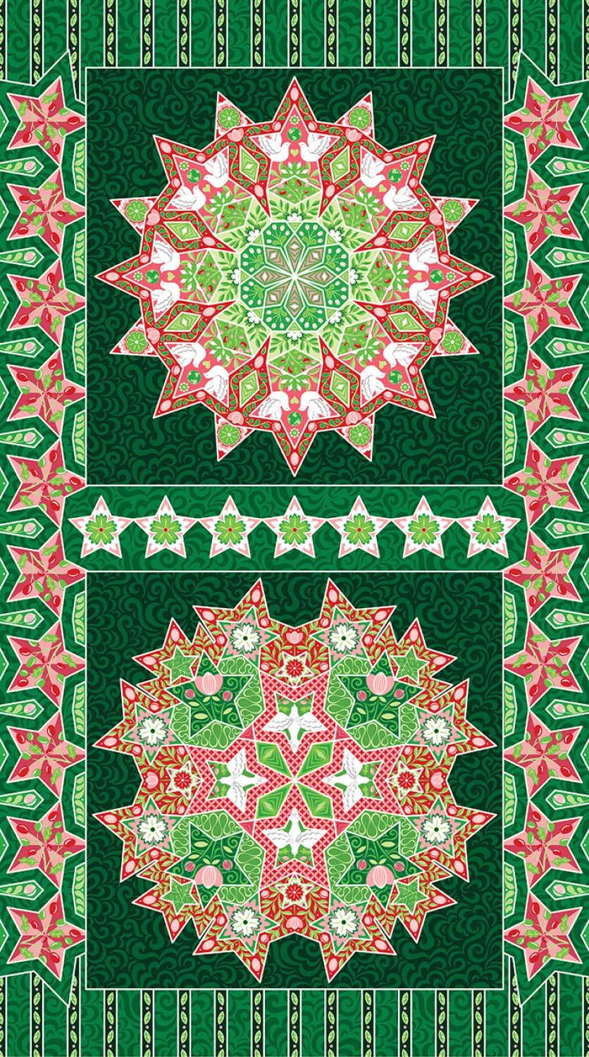 PEACE ON EARTH HOLIDAY PANEL GREEN BENARTEX 13661B-40 PANEL