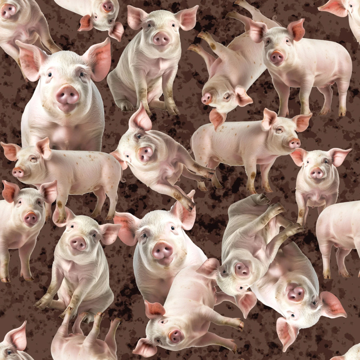 2024 Farm Animals Pigs Brown 137708 Mook Half Yard