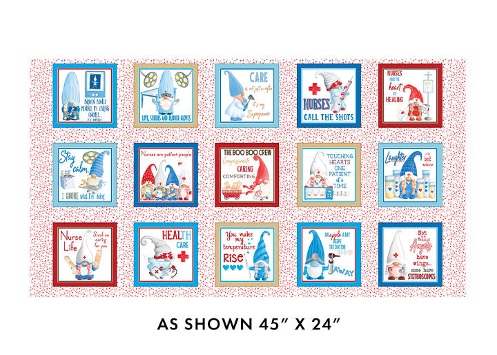 Caring Gnomes 2/3 Yard Panel - Caring Gnome Boxes - White Benartex