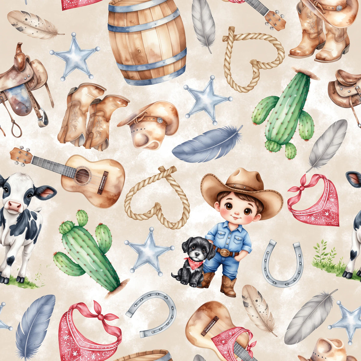 Country Boy Allover Tan 143442 Mook Half Yard