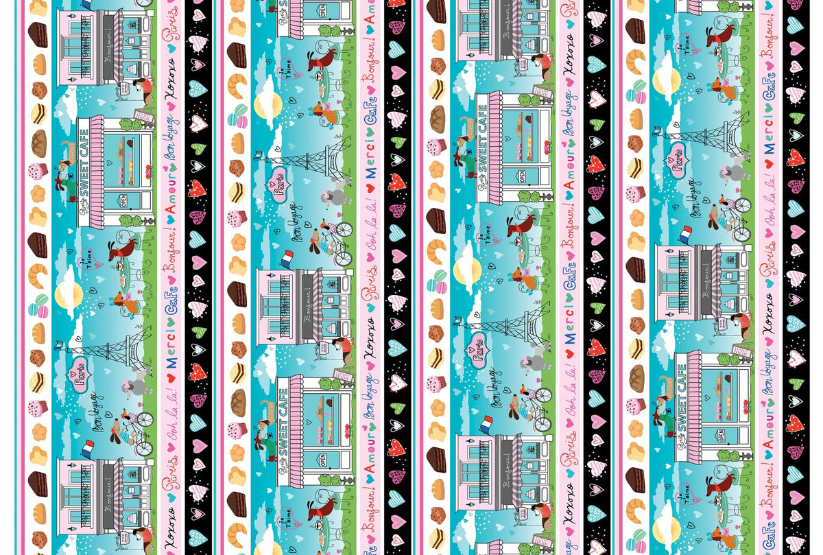 Parisian Pups Stripe 14742-99 Benartex Half Yard
