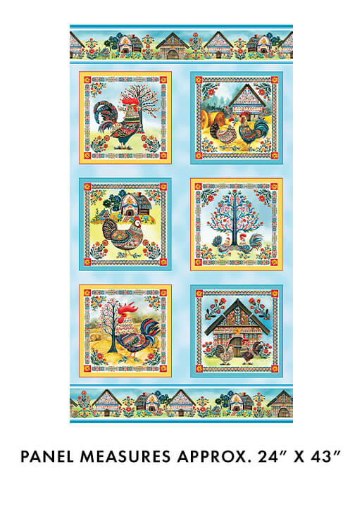 Farm Feathered Folk 24" Panel Benartex 1503299B
