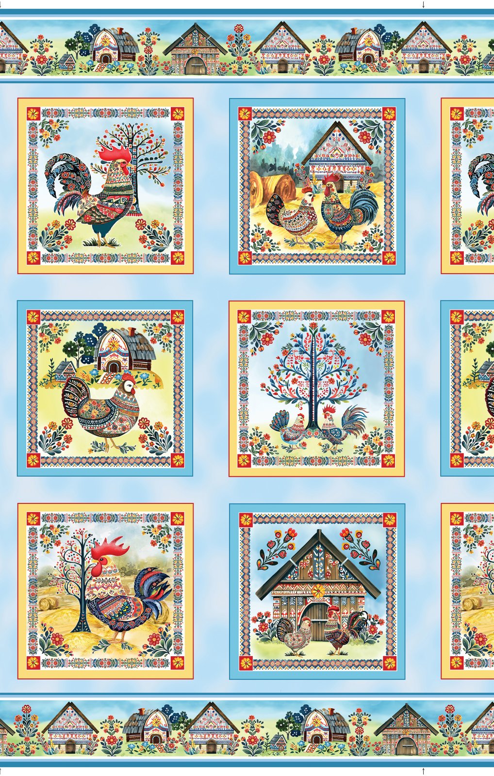 Farm Feathered Folk 1503299B 24" Panel Benartex