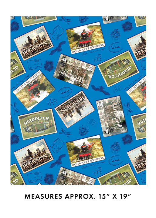 Harry Potter Postcards Royal Blue Benartex 1521556B Half Yard