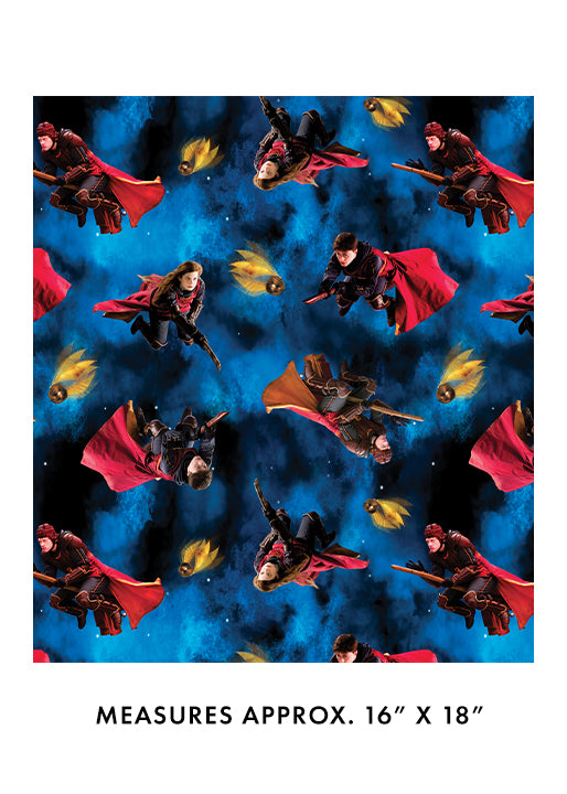 Harry Potter Playing Quidditch Blue Benartex 1521855B Half Yard