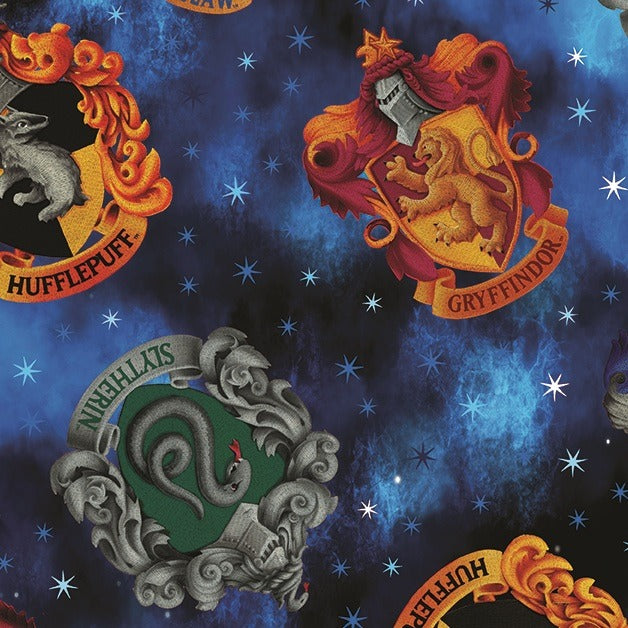 Harry Potter 1522355B House Crests Blue Benartex Half Yard