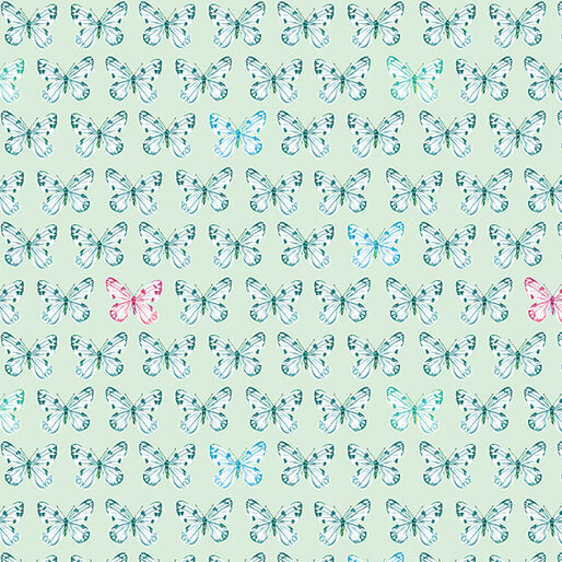A Wildflower Heart Prairie Flutter Pale Teal Katie Daisy Benartex 1651604B Half Yard
