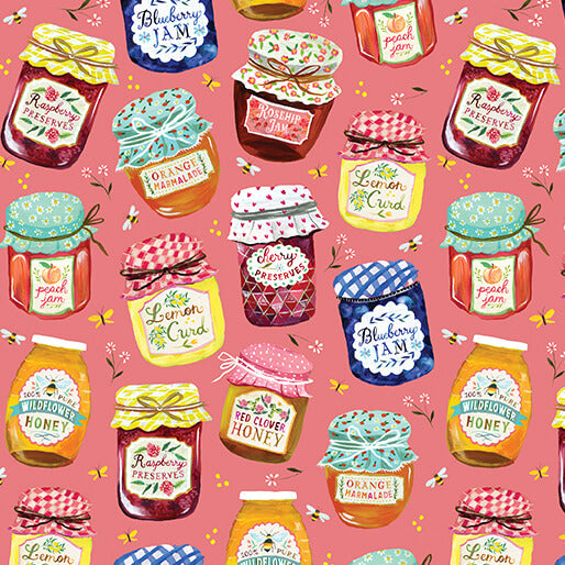 A Prairie Heart Jam Jars Peach Jam Katie Daisy Benartex 1663027B Half Yard