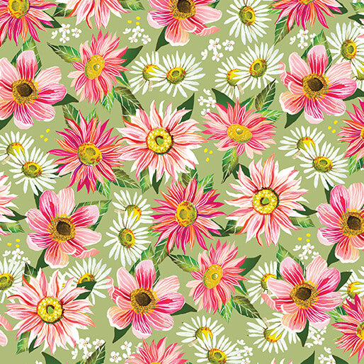 A Prairie Heart Country Bloom Fern Katie Daisy Benartex 1663244B Half Yard