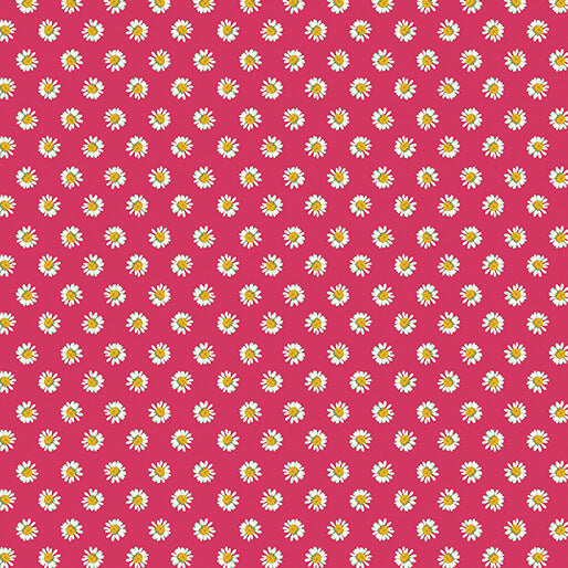 A Prairie Heart Dainty Daisy Dark Pink Katie Daisy Benartex 1663523B Half Yard