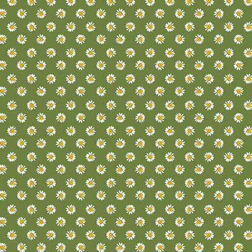 A Prairie Heart Dainty Daisy Dark Fern Katie Daisy Benartex 1663545B Half Yard