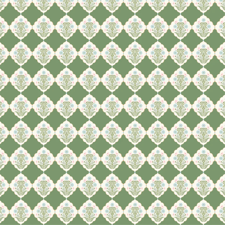 Pemberley Park PE261206 Emma Jayne Green Lori Woods Poppie Cotton Half Yard