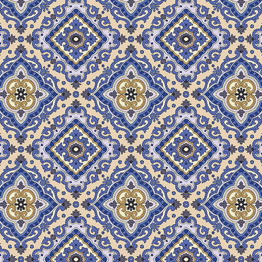 The Drawing Room After Dinner Mint Blue Pat Sloan Benartex 1700950B Half Yard